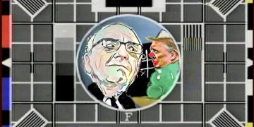 The Foxification of UK news: BBC Test Card F with Murdoch and Trump