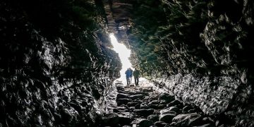 A rocky tunnel in Wales